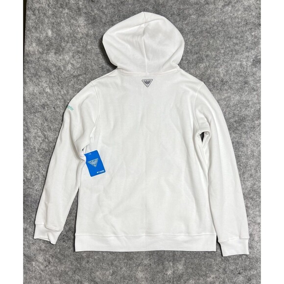 Columbia PFG Hoodie Women’s M Fleece Sweatshirt White Anglers Club Fishing NWT - Picture 3 of 15